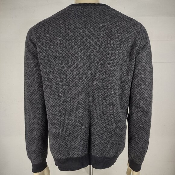 Transcript black gray embroidered argyle 100% Cashmere V-Neck sweater Medium - Picture 6 of 10